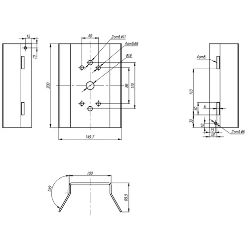 Универсальное крепление на опору (столб, мачту) для CrossBox и ТН